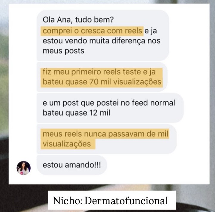 Aluna dermatofuncional com quase 70 mil visualizações no primeiro reels