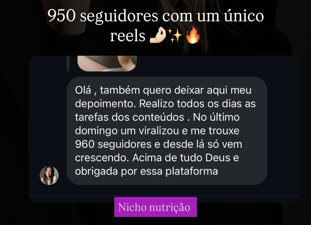 Aluna do nicho nutrição com 960 seguidores em um único reels