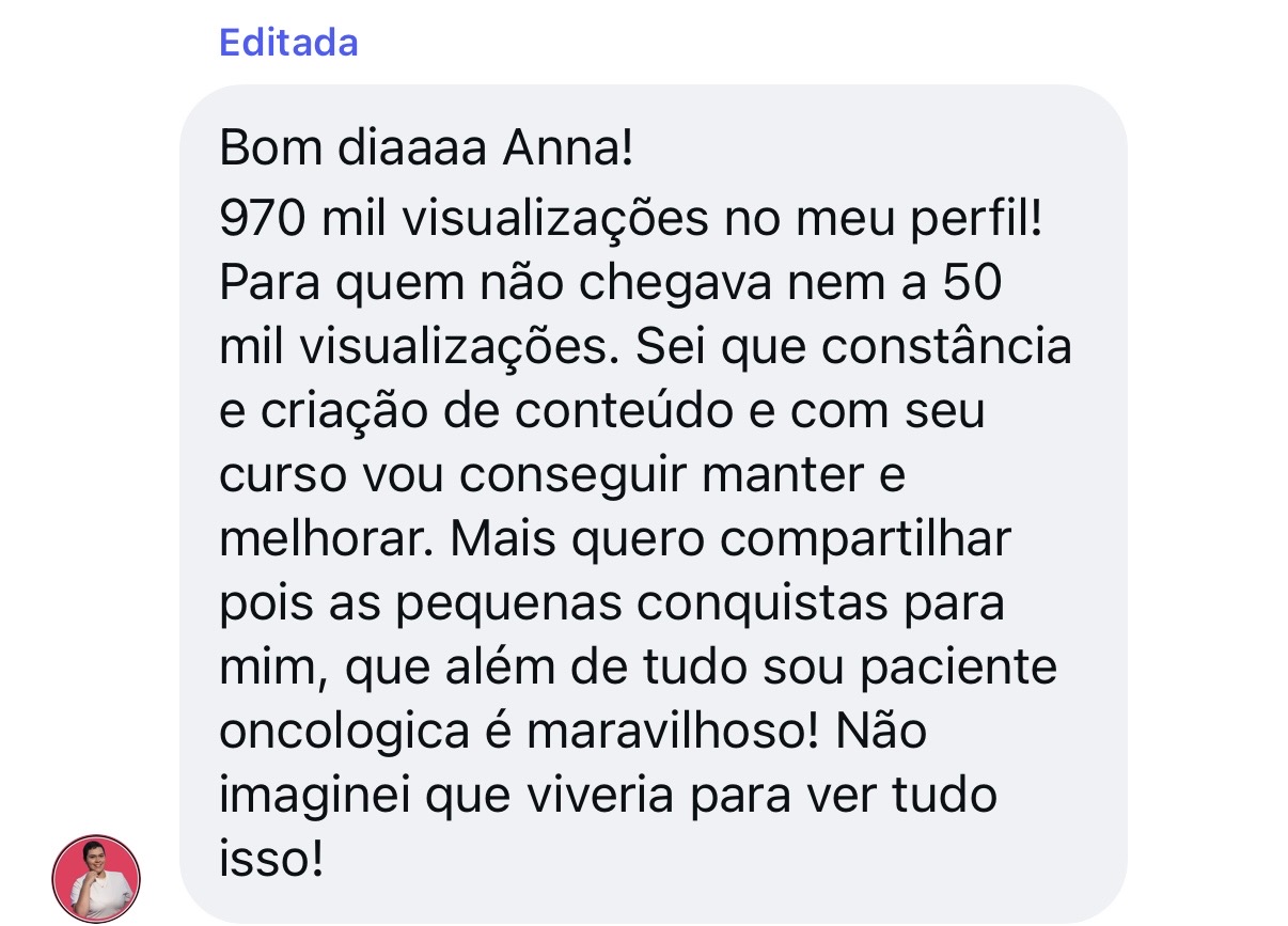 Print de aluna que fez 970 mil visualizações no perfil